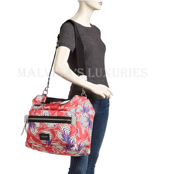 MARC JACOBS DIAPER BAG RED SPOTTED LILY PRINTED BIKER BABYBAG - Picture 3 of 11